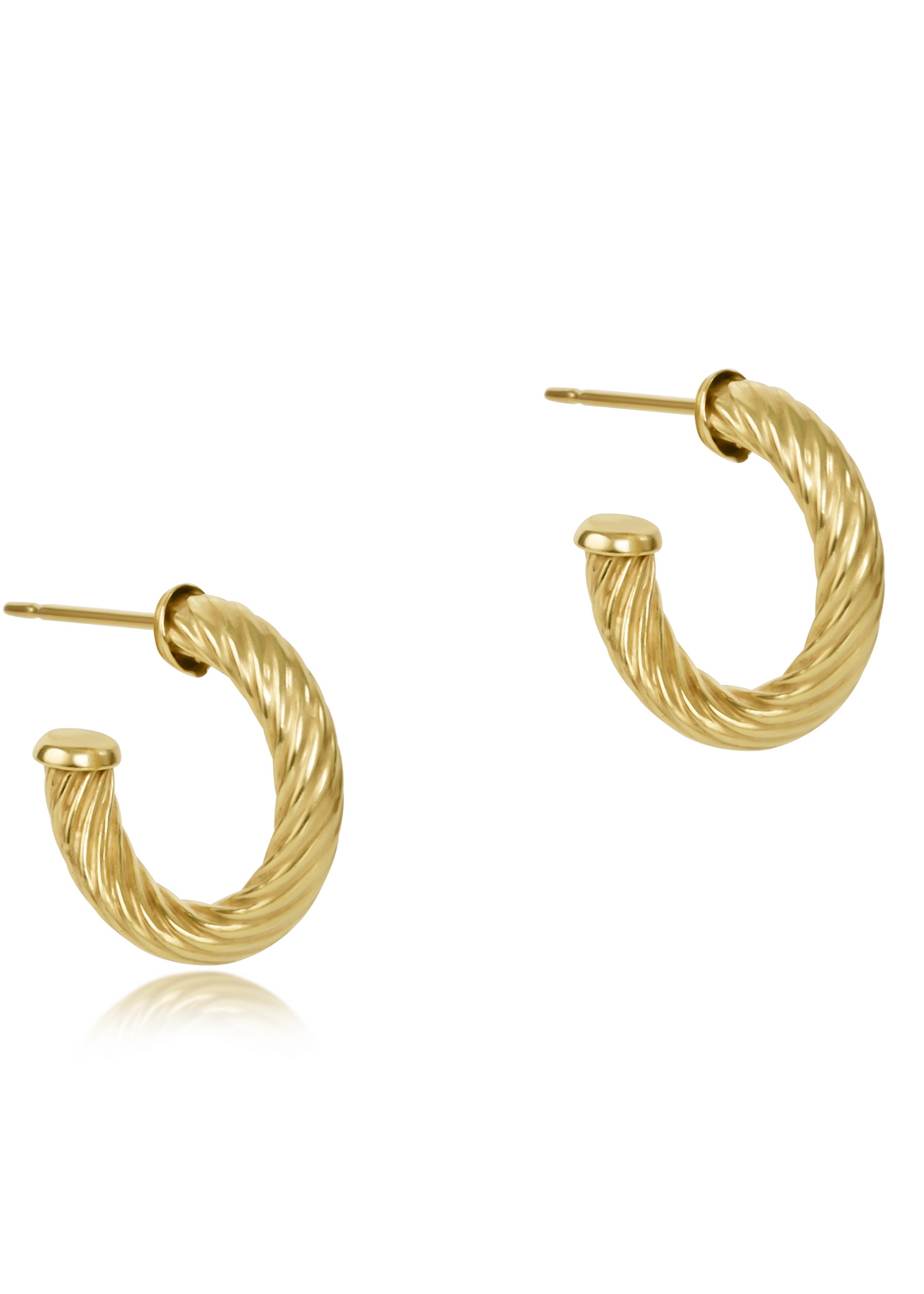 Round Gold 0.5" Post Hoop - 4mm - Textured Twist