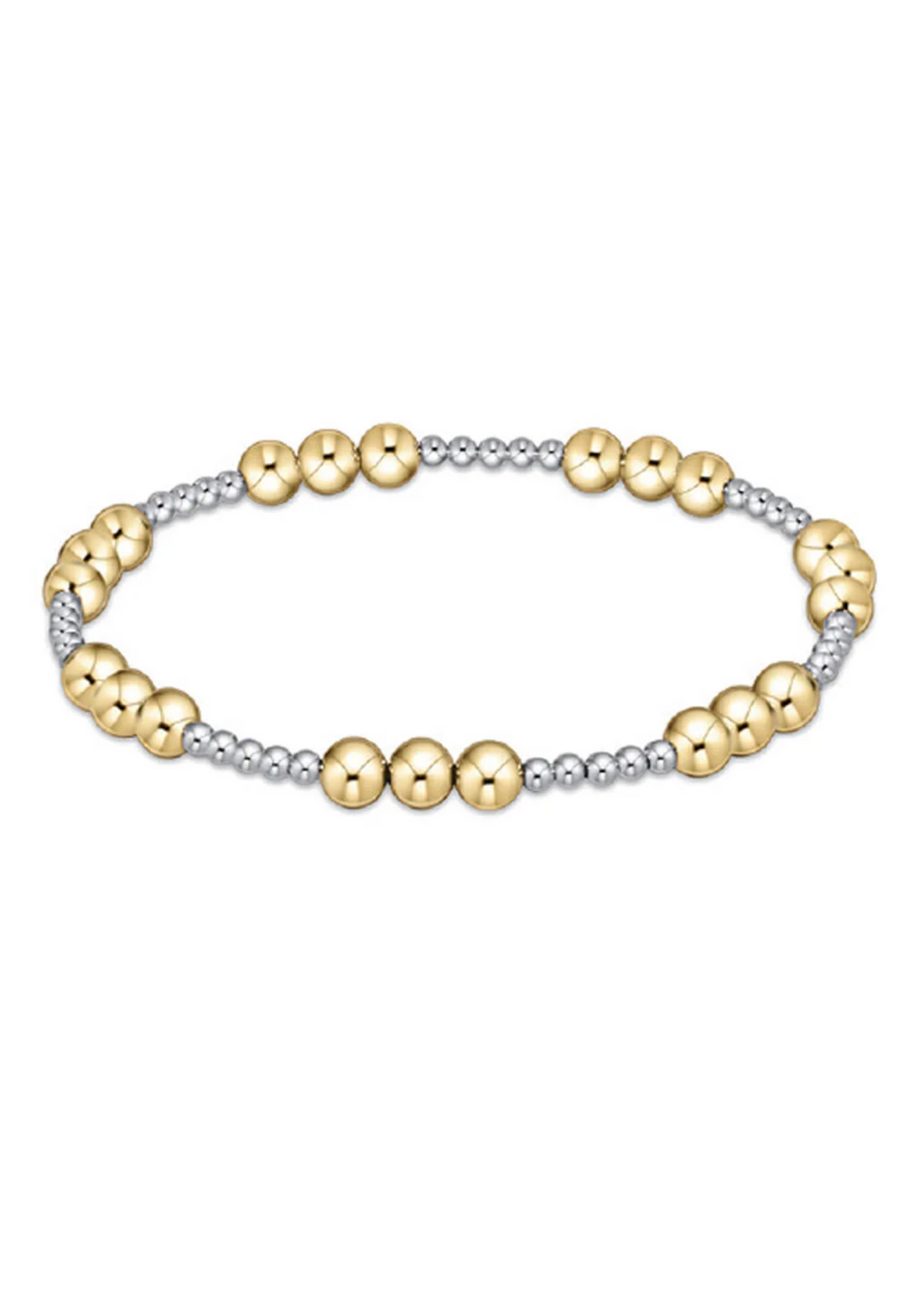 Classic Joy Pattern 5mm Bead Bracelet - Mixed Metal