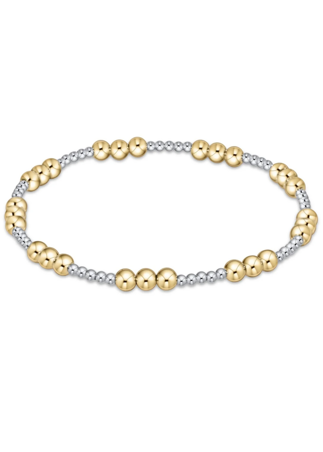 Classic Joy Pattern 4mm Bead Bracelet - Mixed Metal