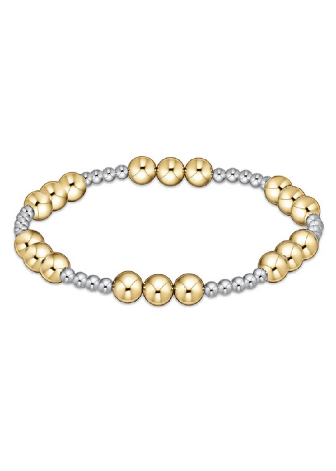 Classic Joy Pattern 6mm Bead Bracelet - Mixed Metal