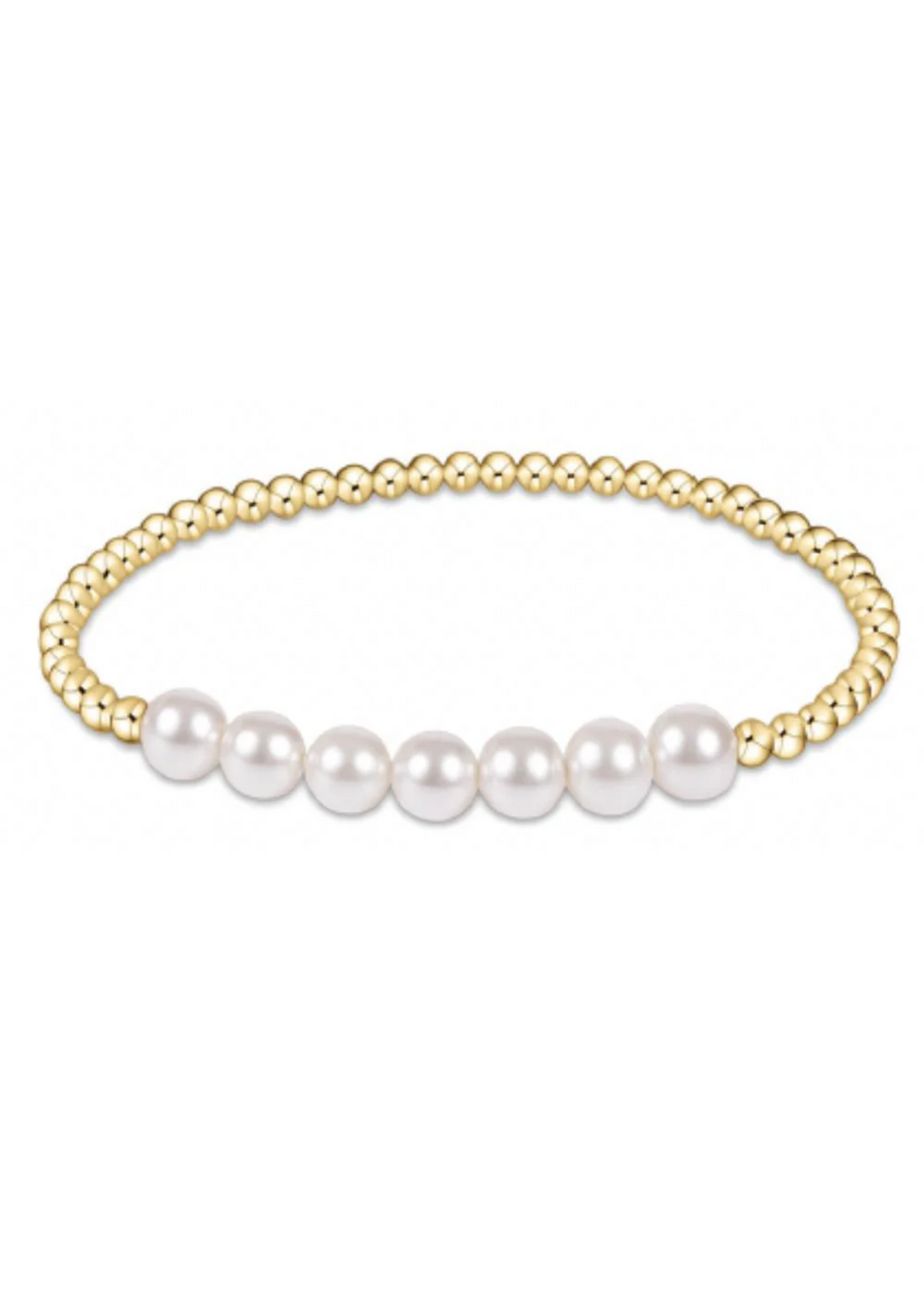 Classic Gold Beaded Bliss 3mm Bead Bracelet - 6mm Pearl