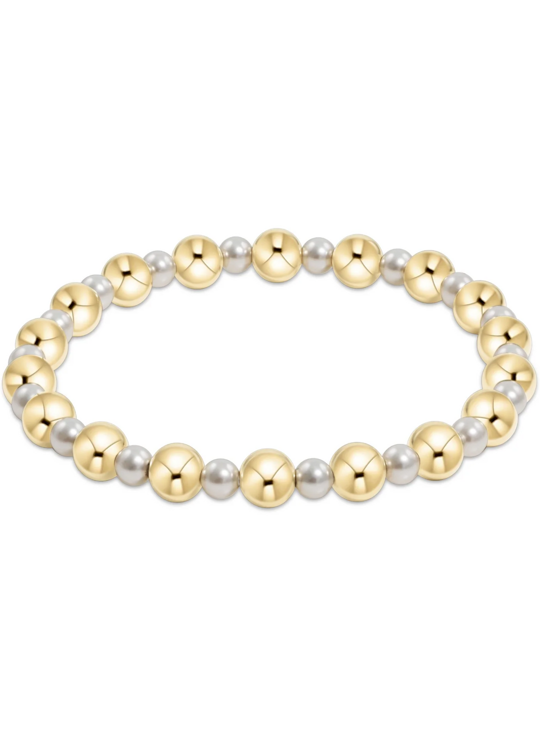 Pearl Grateful Pattern 4mm Bead Bracelet - 6mm Gold