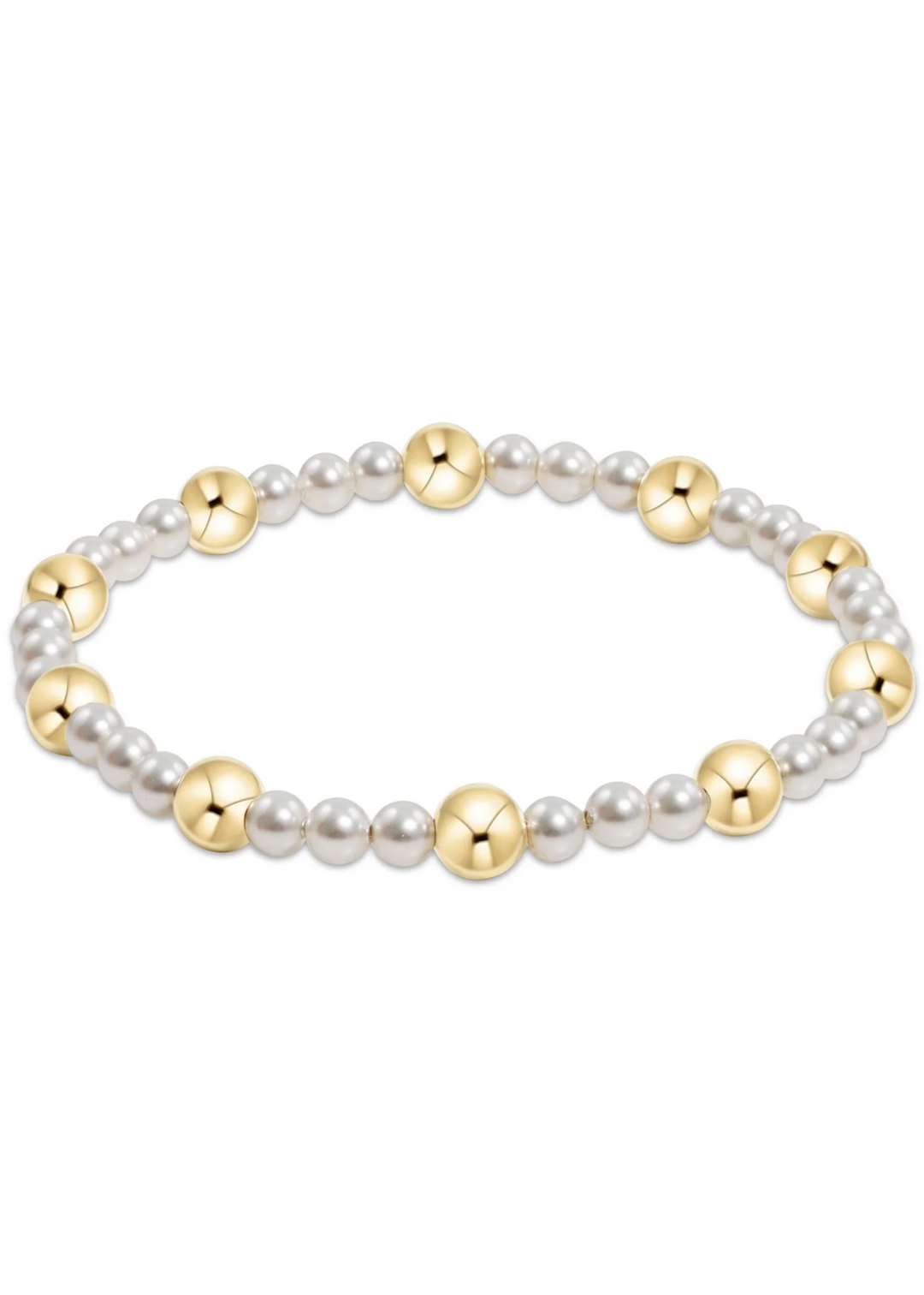 Pearl Sincerity Pattern 4mm Bead Bracelet - 6mm Gold