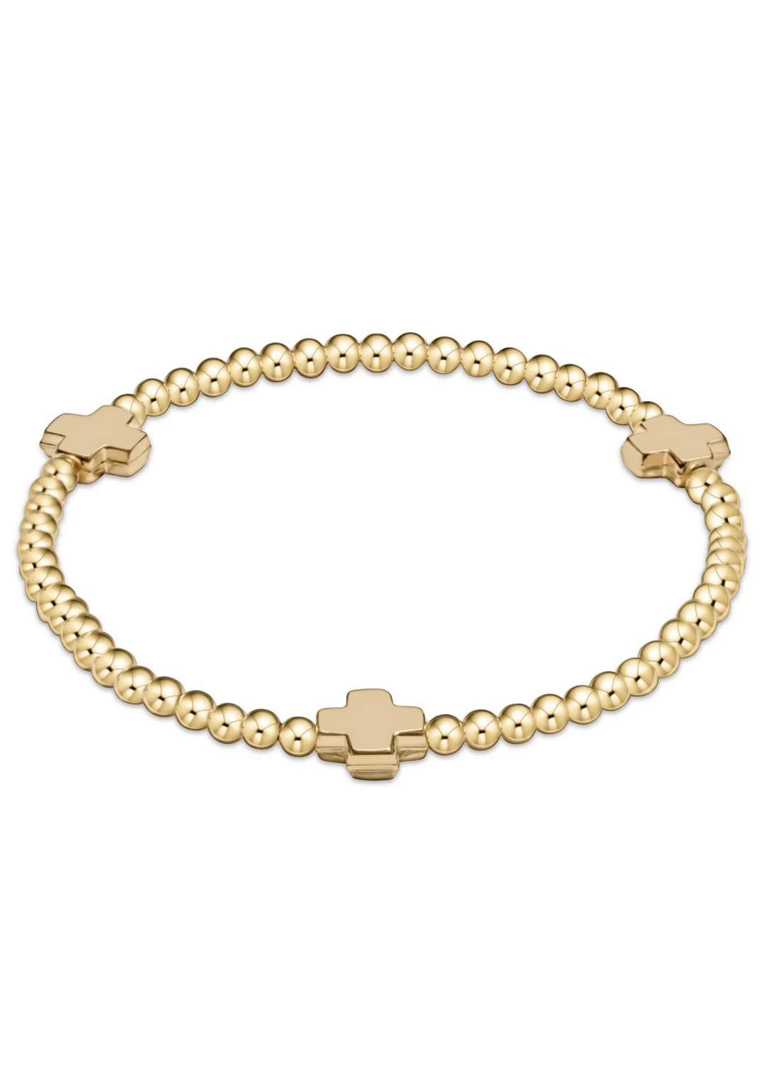 egirl Signature Cross Gold Pattern 3mm Bead Bracelet - Gold