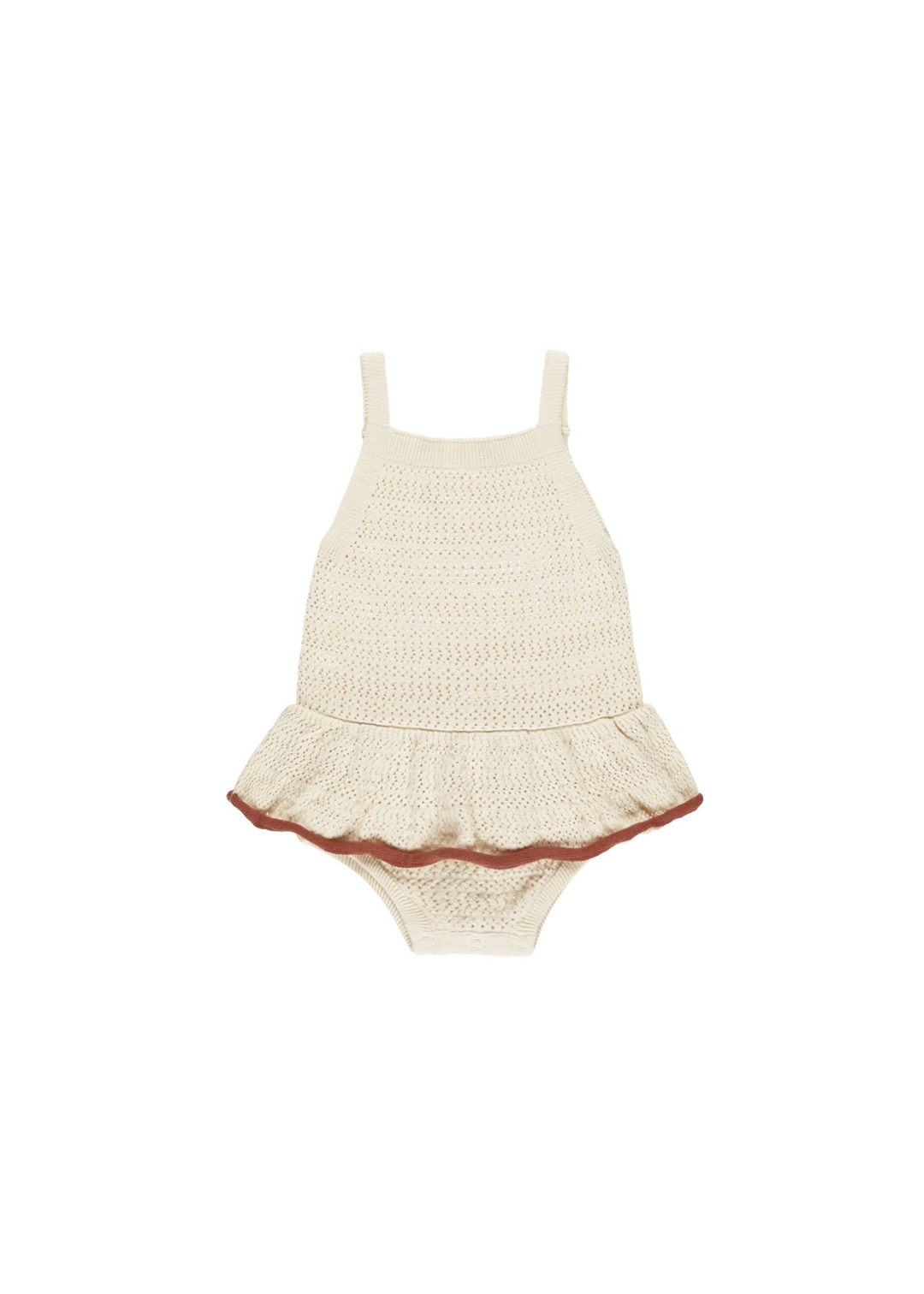 CROCHET RUFFLE ROMPER || NATURAL- FINAL SALE
