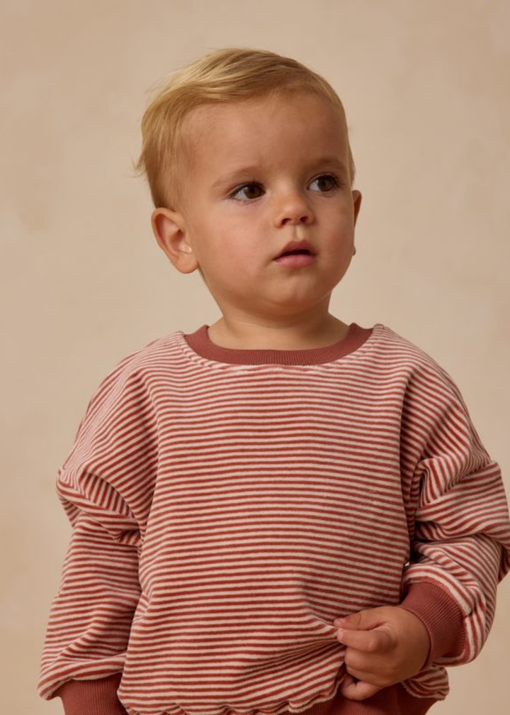 Velour Relaxed Sweatshirt || Candy Stripe