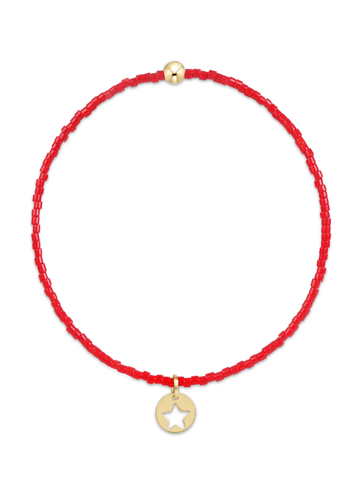 Hope Classic Bracelet - Bright Red - Star Small Gold Disc