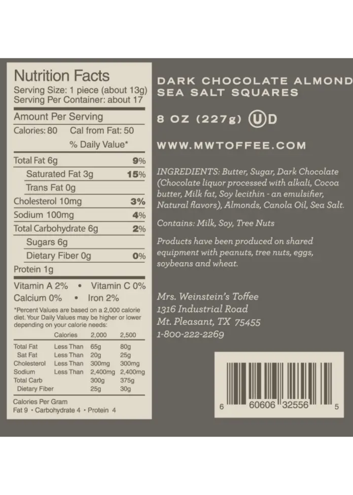 Dark Chocolate Almond Sea Salt Toffee