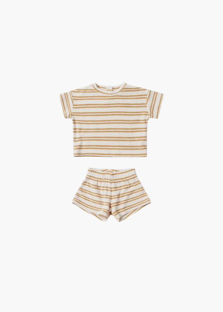 terry tee + shorts set || honey stripe - FINAL SALE