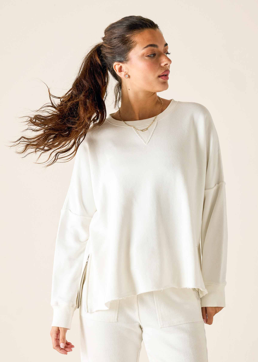 Frenchie Zip Side Crewneck - Macy Carlisle