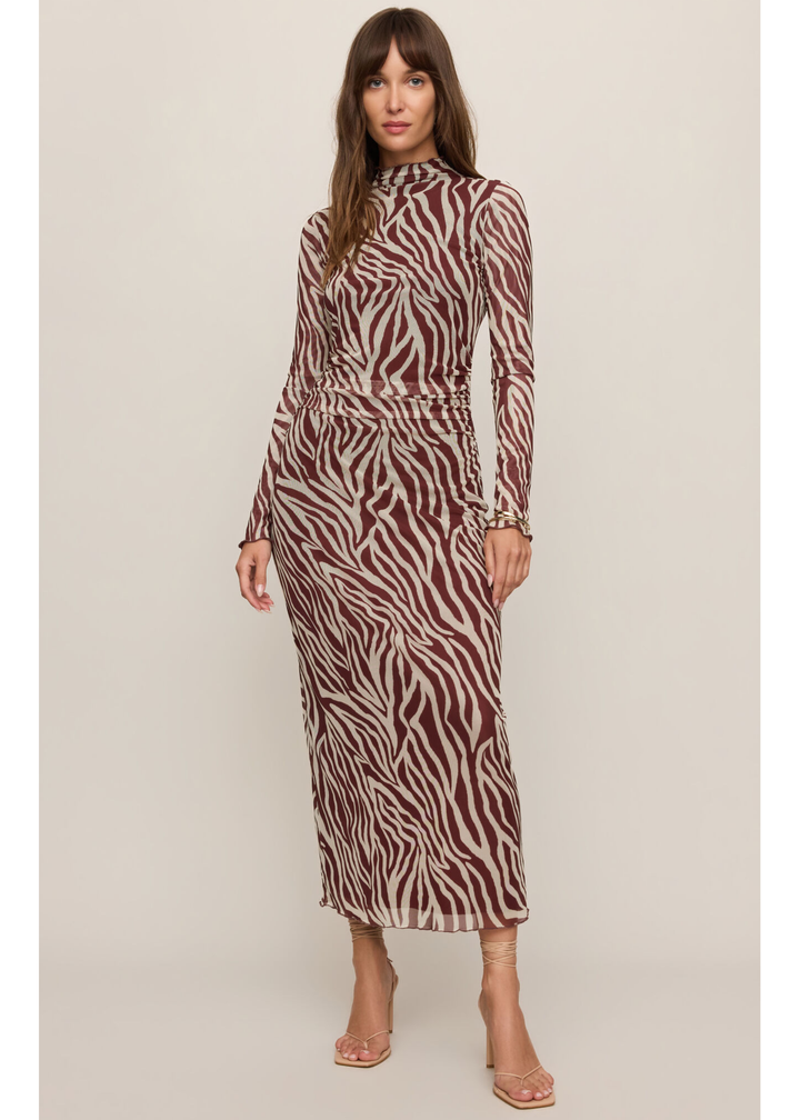 Sevilla Zebra Mesh Midi Dress