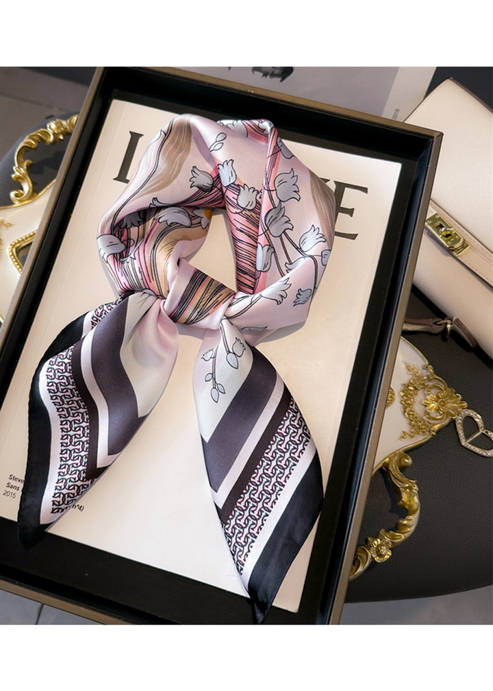 Pink Floral Silk Scarf