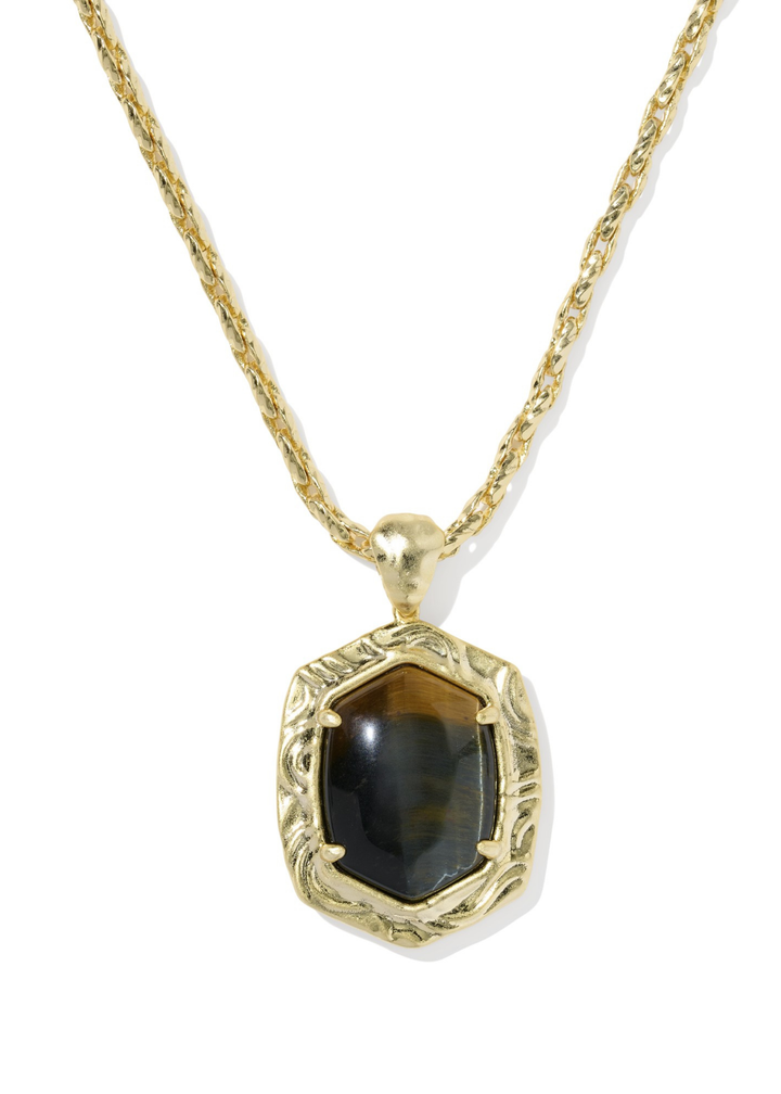 Tiger Striped Daphne Small Long Pendant Necklace