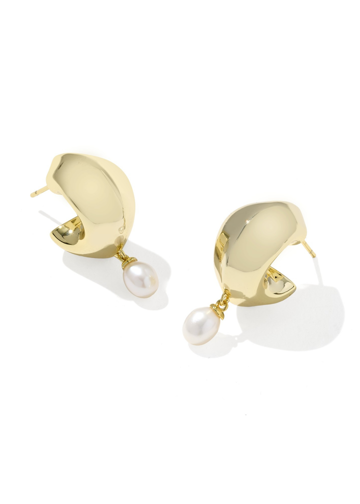 Oakland Pearl Huggie Earrings