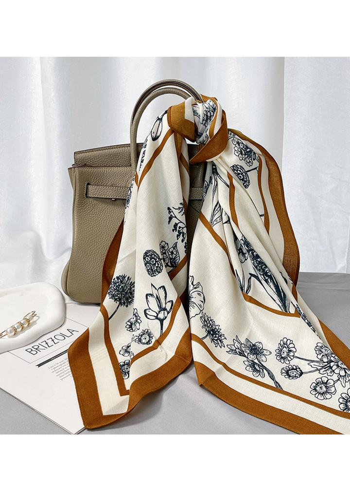 Brown & Blue Floral Scarf