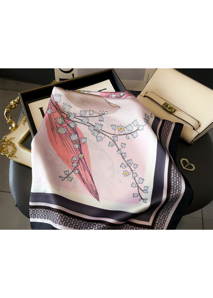 Pink Floral Silk Scarf