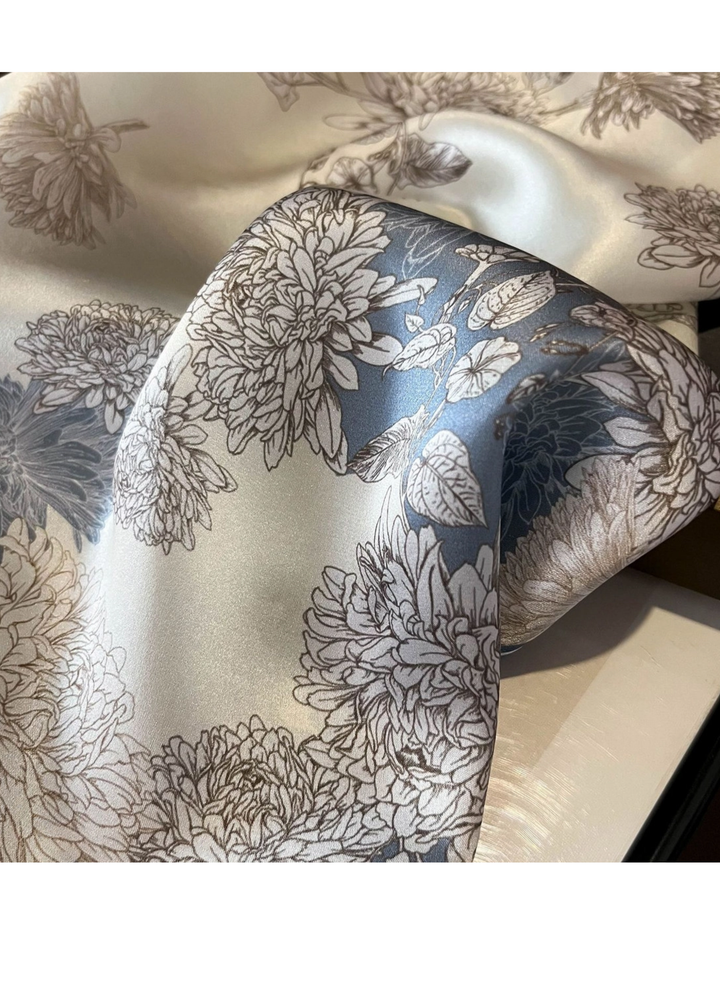 Blue Mulberry Silk Scarf