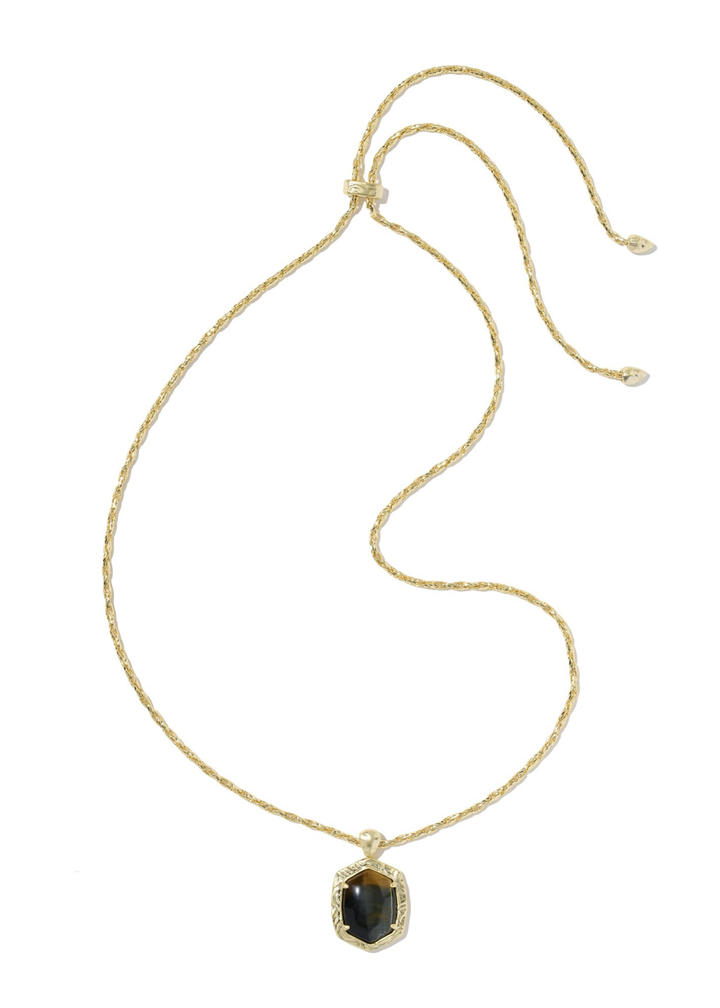 Tiger Striped Daphne Small Long Pendant Necklace