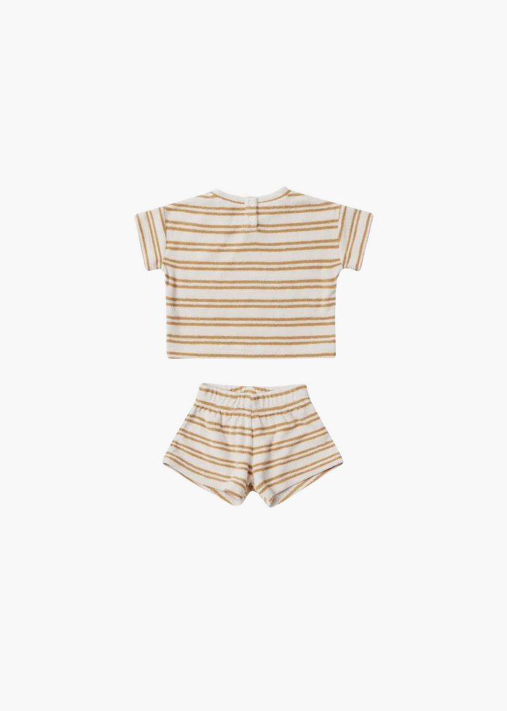 terry tee + shorts set || honey stripe - FINAL SALE