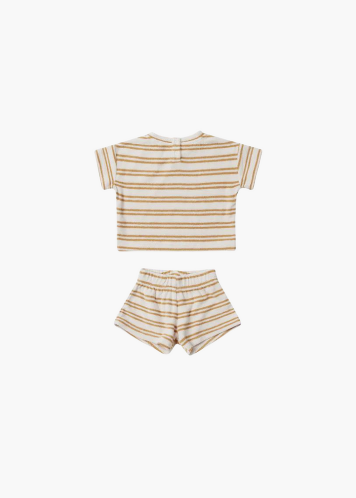 terry tee + shorts set || honey stripe