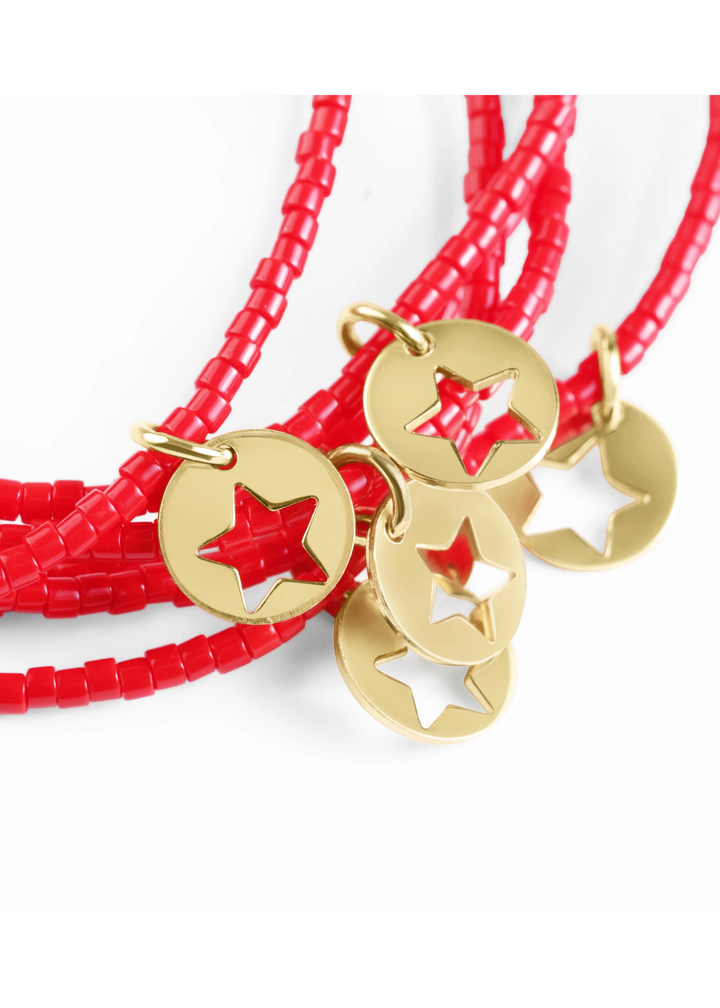 Hope Classic Bracelet - Bright Red - Star Small Gold Disc