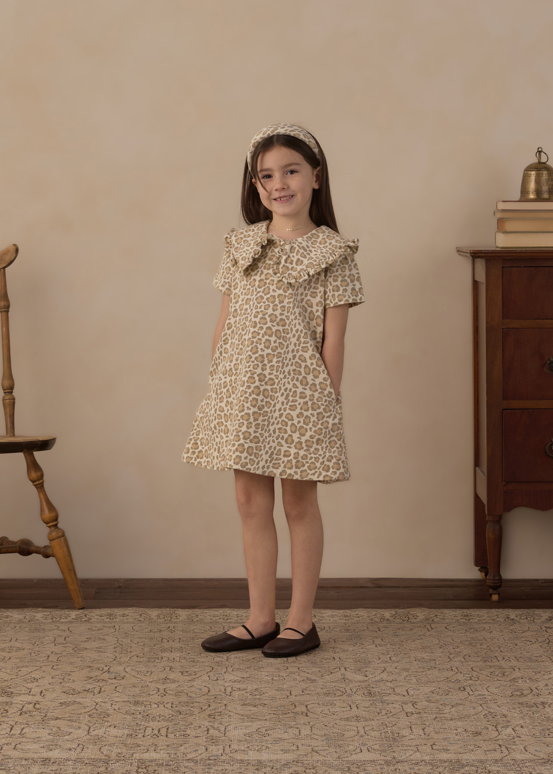 Collard Denim Mini Dress || Leopard