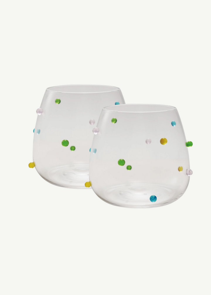 Confetti Stemless Wine Glass, Set of 2