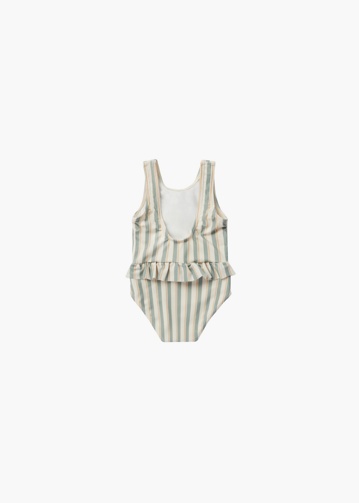 Skirted One-Piece || Aqua Stripe - FINAL SALE