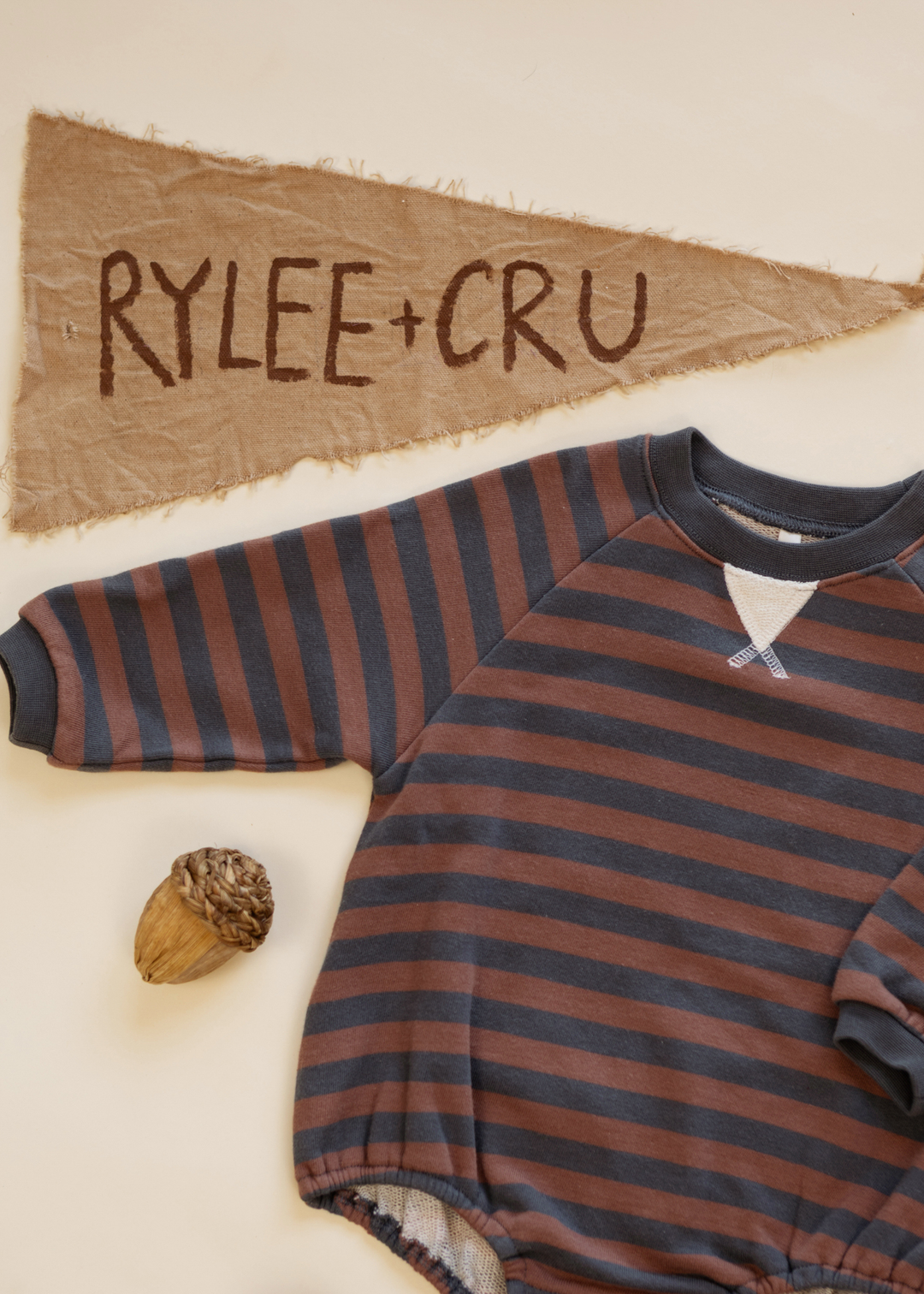 Crew Neck Romper || Mulberry Stripe