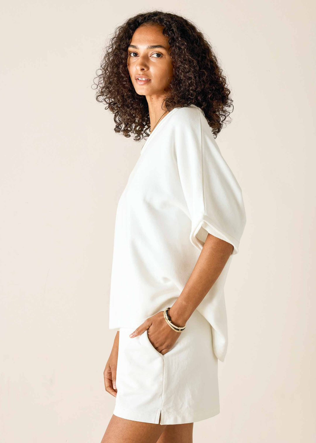 Frenchie Raw Edge V-Neck Sweatshirt - Macy Carlisle