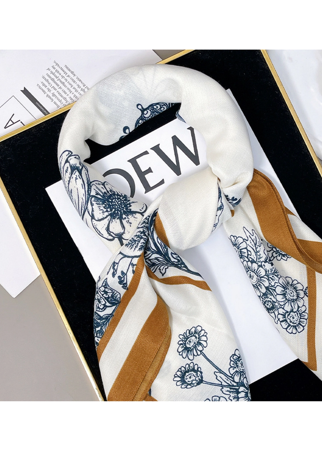 Brown & Blue Floral Scarf