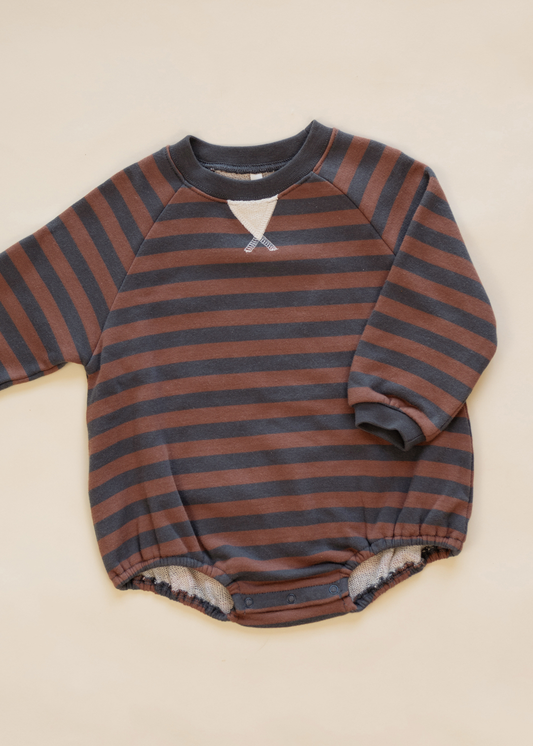 Crew Neck Romper || Mulberry Stripe