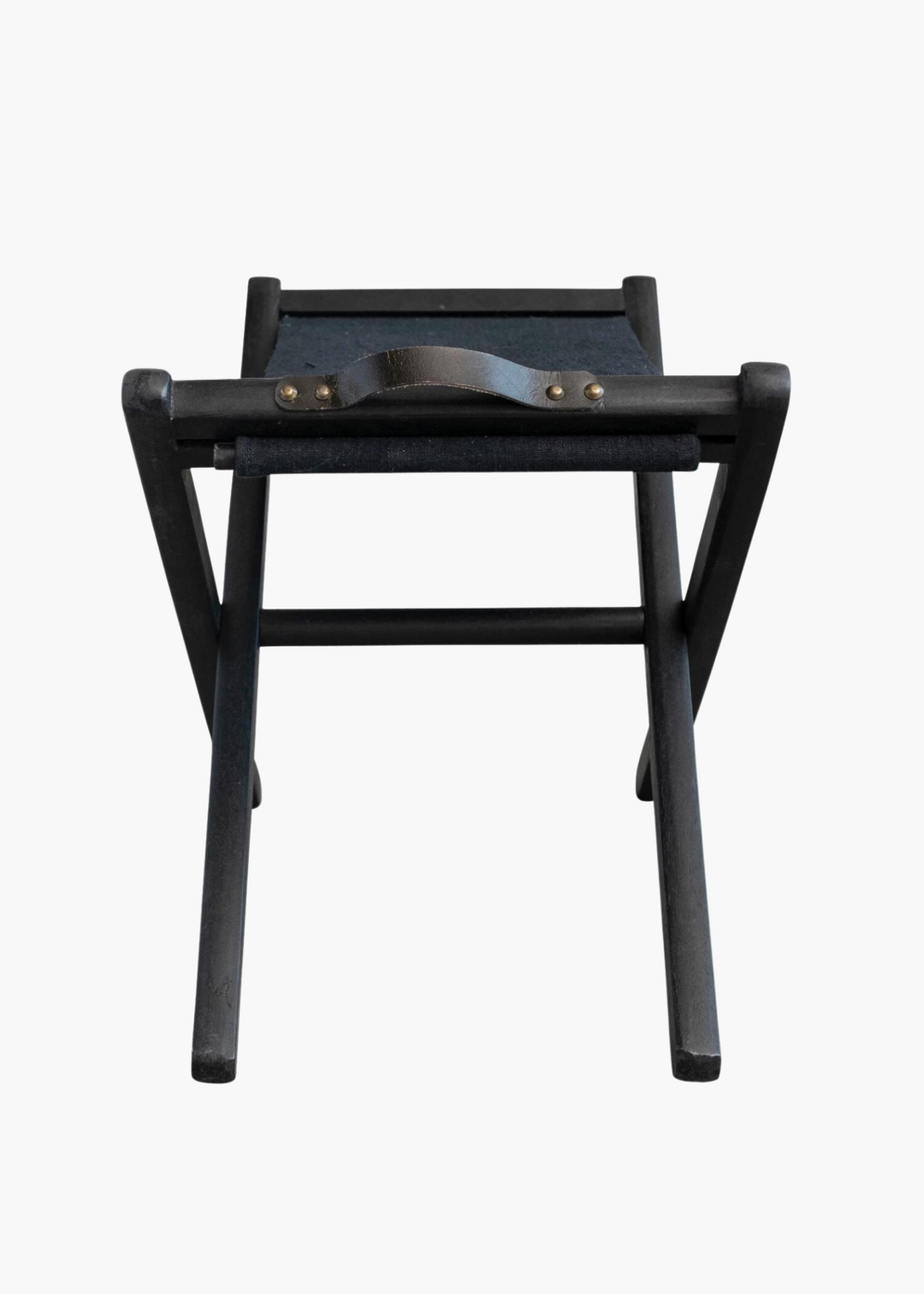 Black Linen Folding Stool
