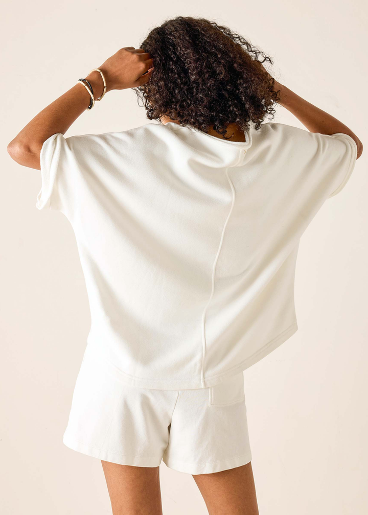 Frenchie Raw Edge V-Neck Sweatshirt - Macy Carlisle