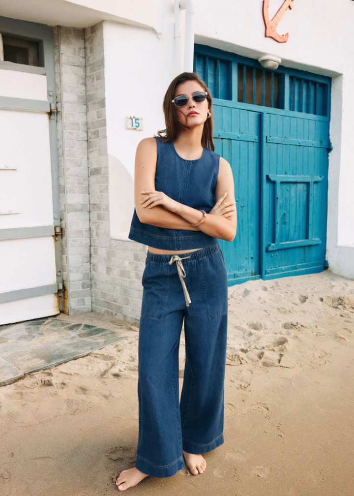 Sun Seeker Denim Cropped Tank