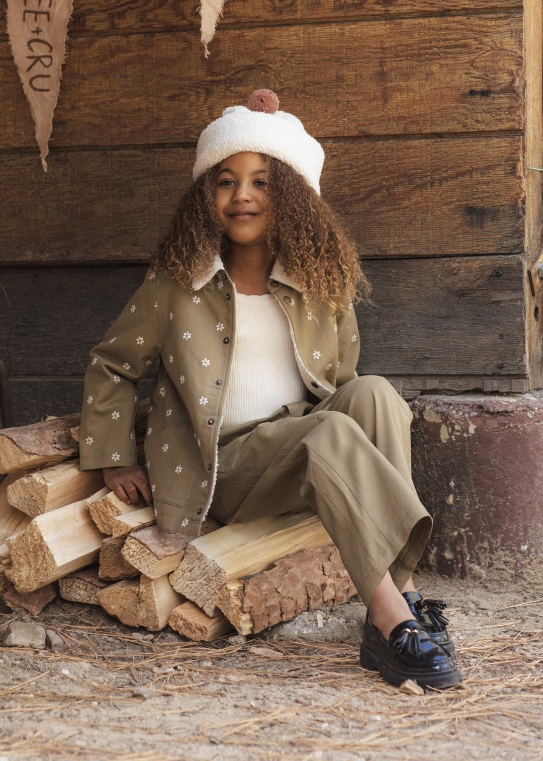 Pom Shearling Beanie || Natural
