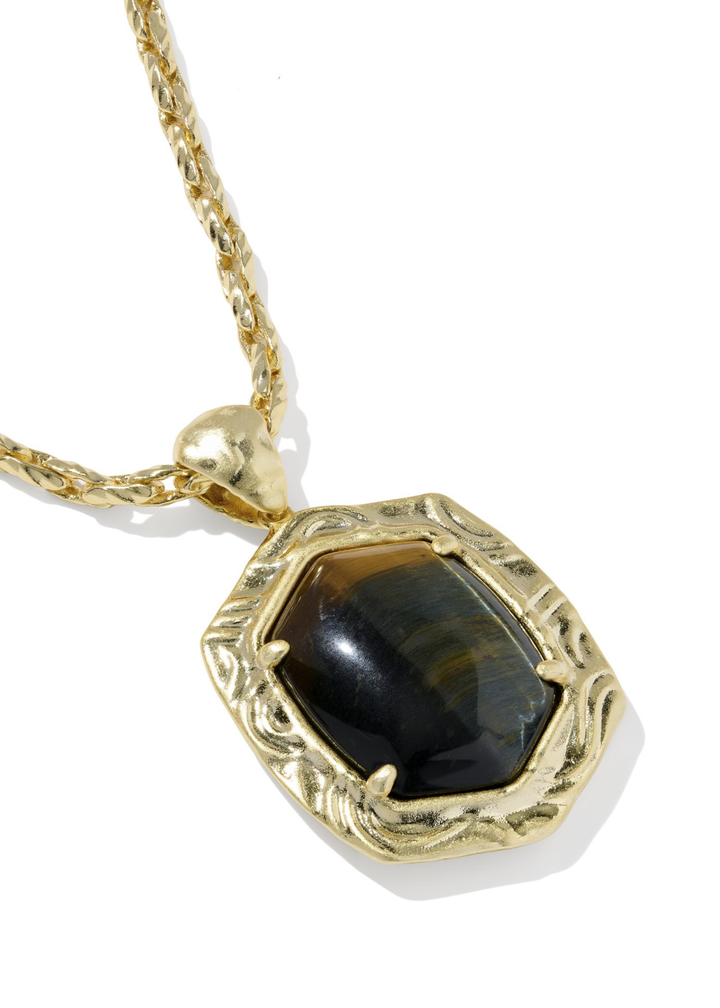 Tiger Striped Daphne Small Long Pendant Necklace
