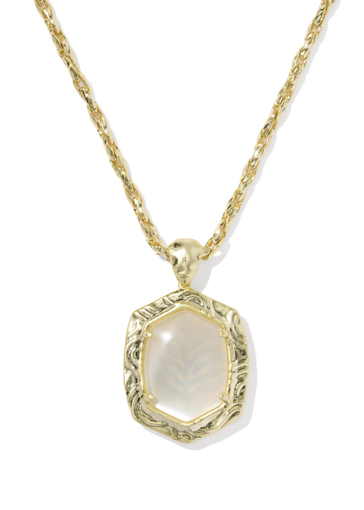 Tiger Striped Daphne Small Long Pendant Necklace