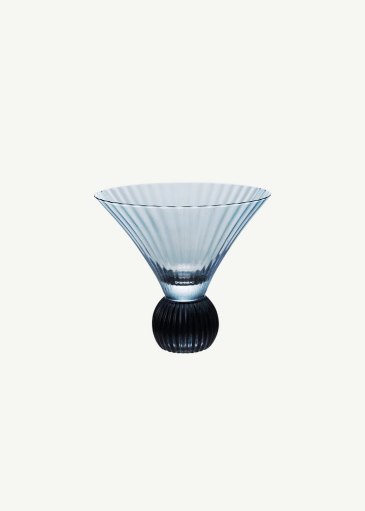 Blue Pleated Martini Glass, Set of 2
