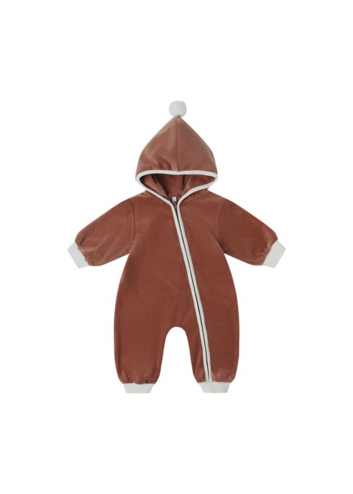 Velour Zip Jumpsuit || Cranberry