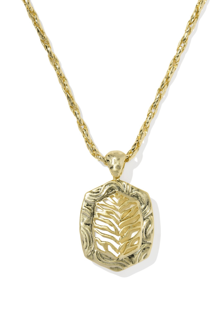 Tiger Striped Daphne Small Long Pendant Necklace