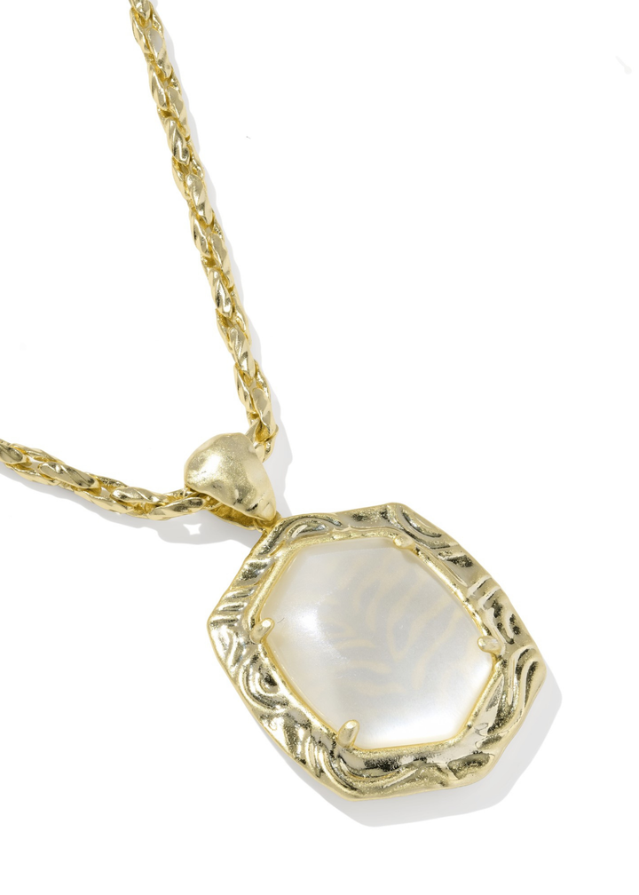 Tiger Striped Daphne Small Long Pendant Necklace