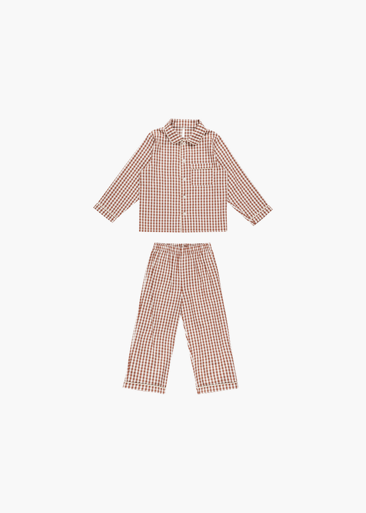 Long Sleeve Pajamas || Brick Gingham-FINAL SALE
