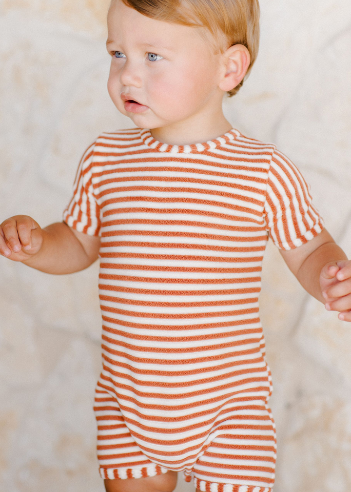 SHORTY ONE-PIECE || POPPY STRIPE