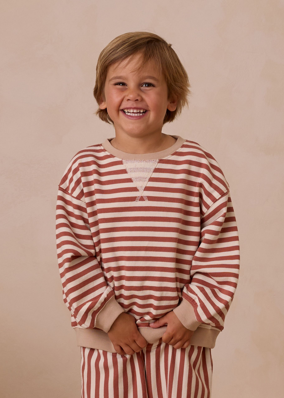 OVERSIZED CREW || POPPY STRIPE