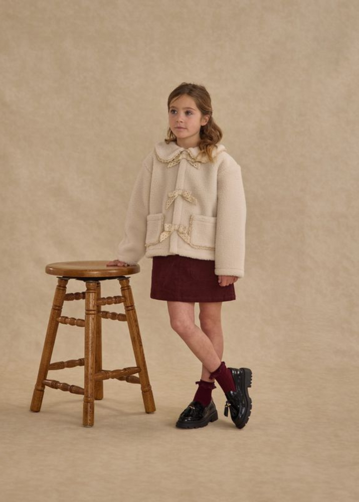 Shearling Collared Coat || Natural