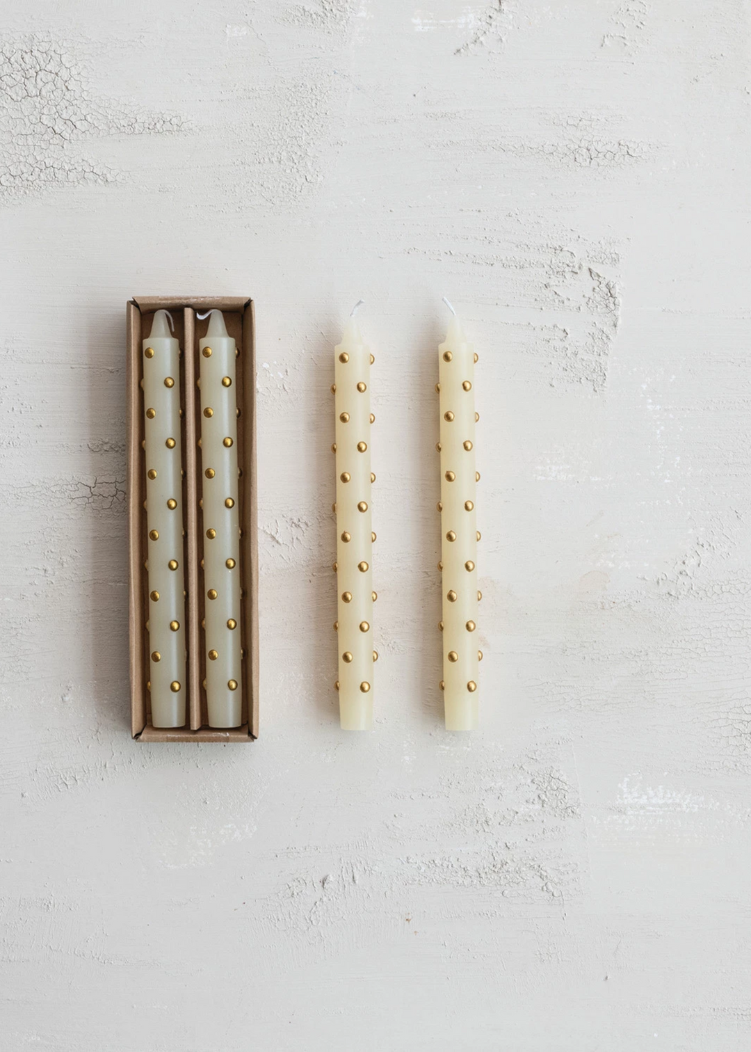 Gold Dot Taper Candle Set