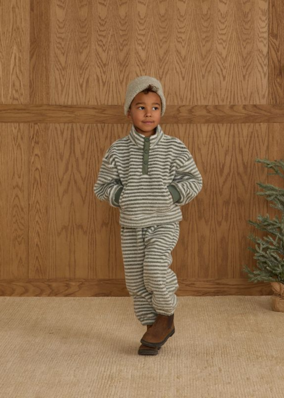 Snap Pullover || Evergreen Stripe
