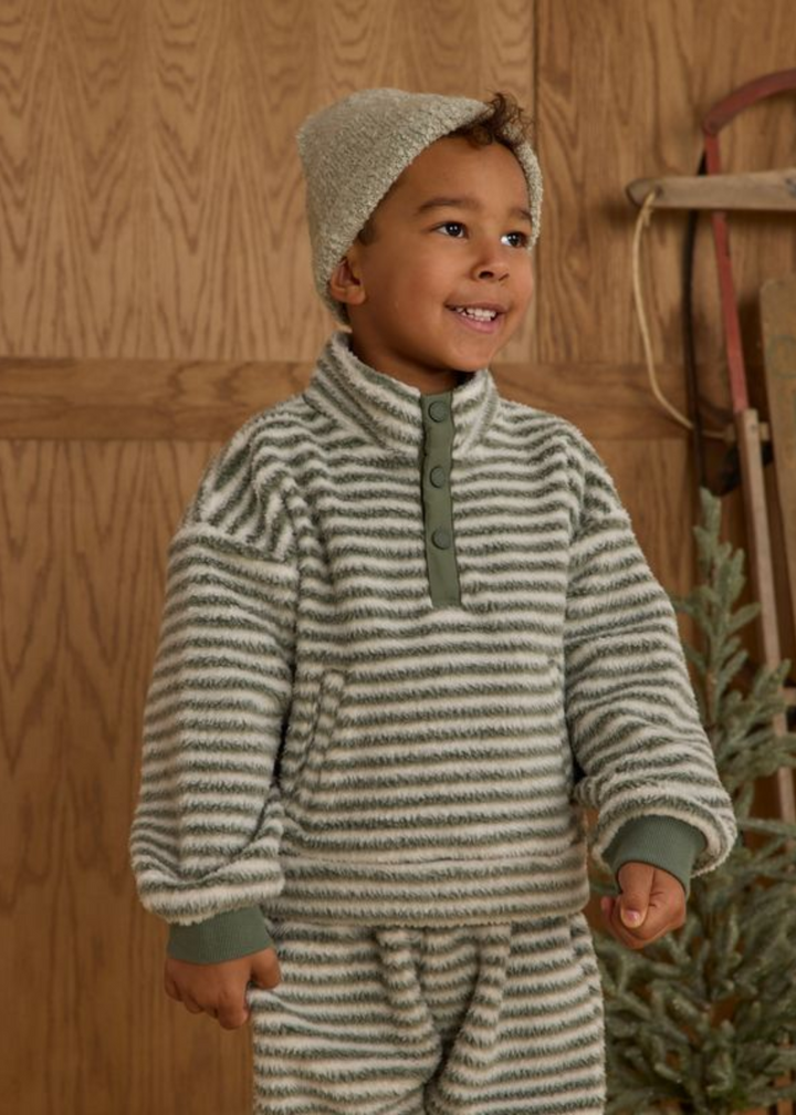 Snap Pullover || Evergreen Stripe