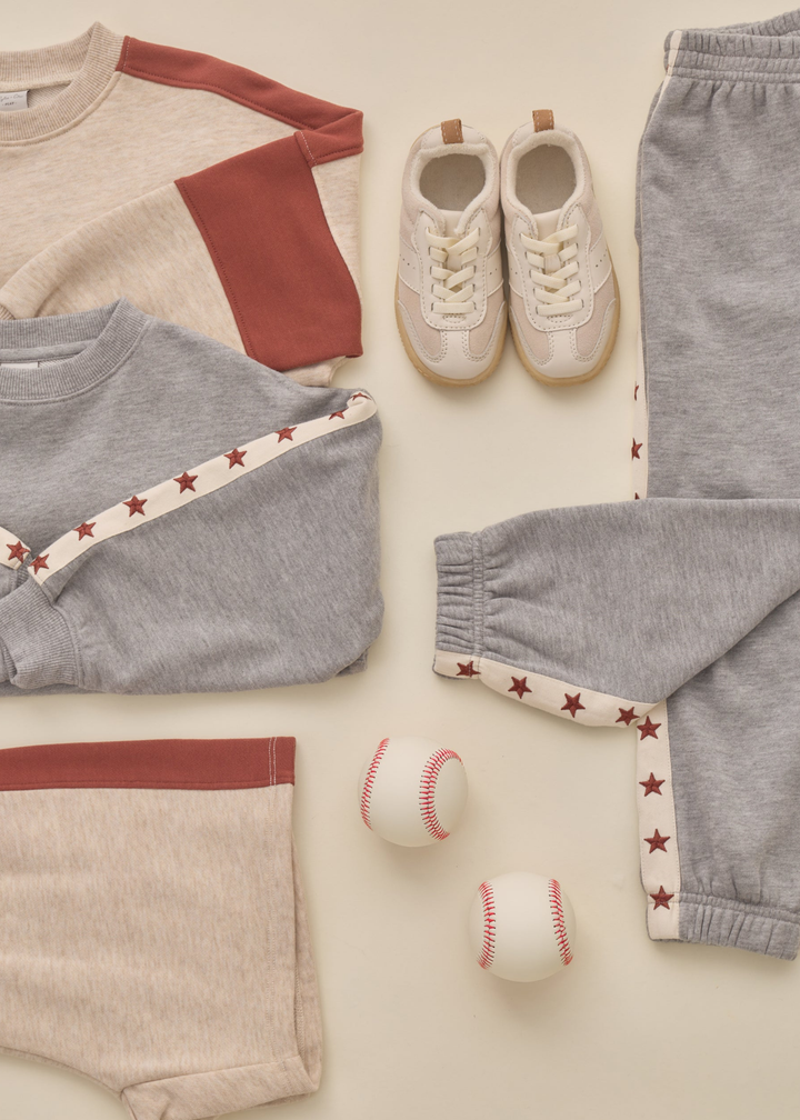 Paneled Sweatpant || Heathered Dusty Blue